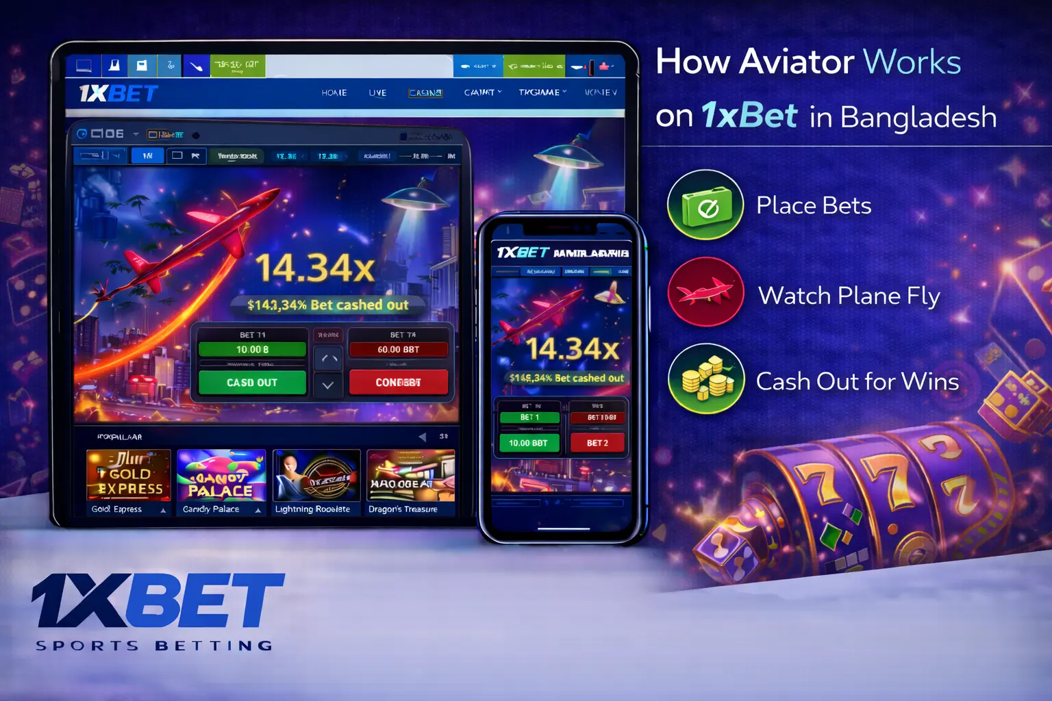 Aviator gameplay on 1xBet for Bangladesh players