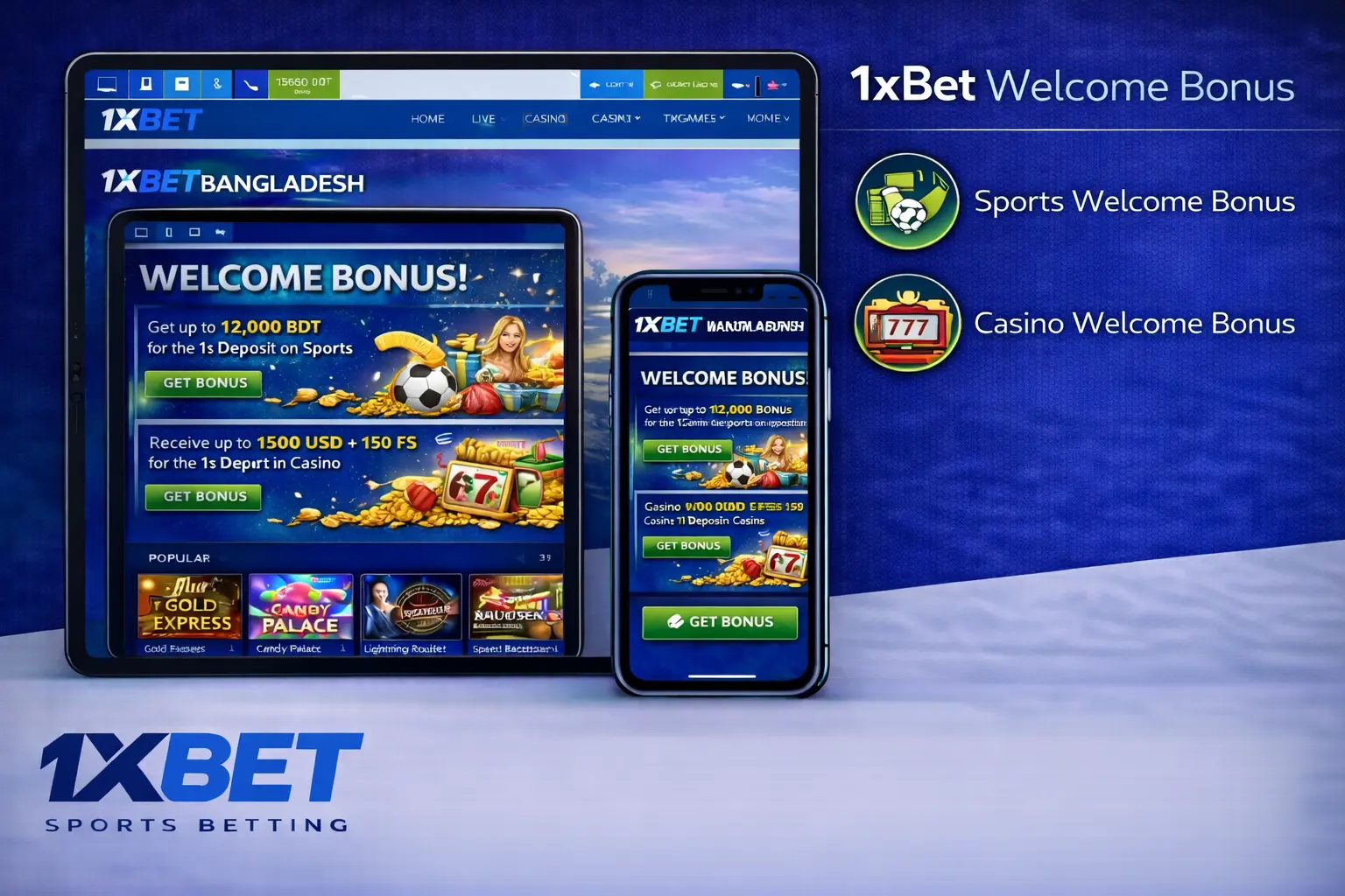 1xBet new user welcome bonus promotion